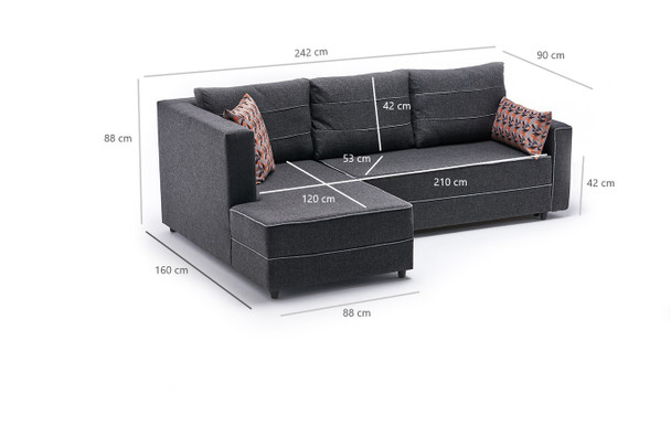 Ugaona sofa-krevet Ece lijevo - antracit