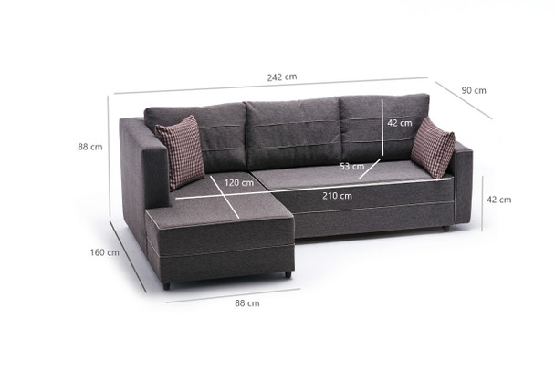 Ugaona sofa-krevet Ece lijevo - braon