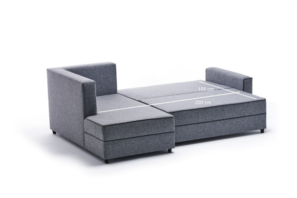 Ugaona sofa-krevet Ece lijevo - sivo