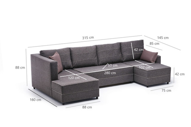 Ugaona sofa-krevet Ece Panoramik - Smeđa