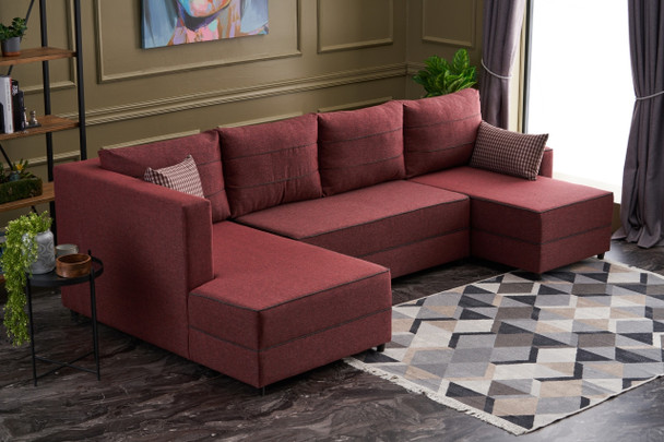 Ugaona sofa-krevet Ece Panoramik - Claret Red