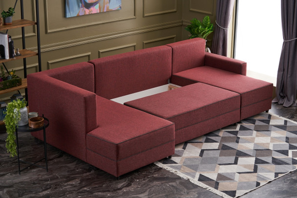 Ugaona sofa-krevet Ece Panoramik - Claret Red