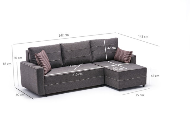 Ugaona sofa-krevet Ece desno - braon