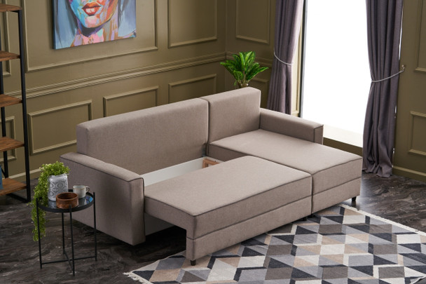 Ugaona sofa-krevet Ece Right - krema