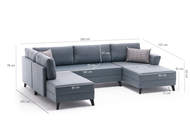 Ugaona sofa-krevet Efsun – Plava
