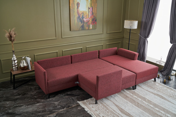 Ugaona sofa-krevet Eris - bordo crvena