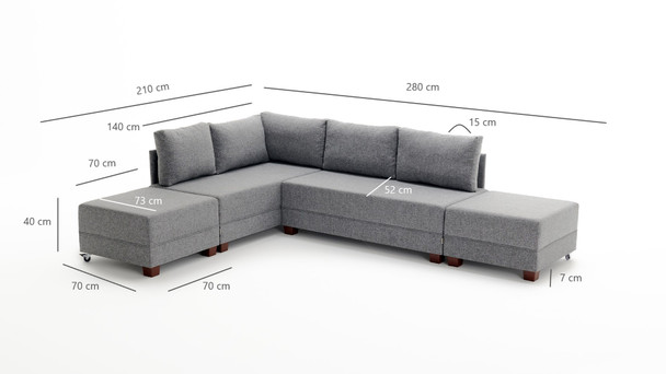 Ugaona sofa-krevet Kutna garnitura Fly lijevo - braon