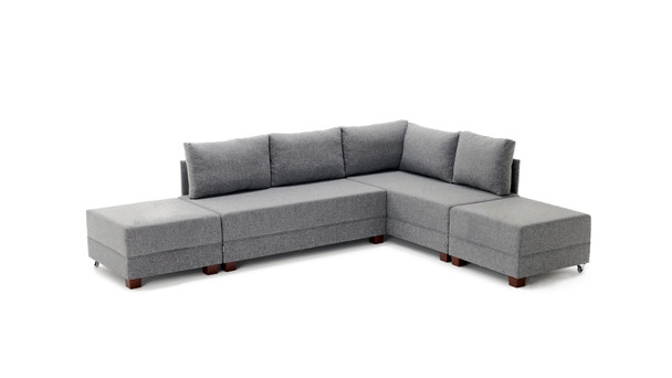Ugaona sofa-krevet Fly kutna sofa na razvlačenje desna - siva