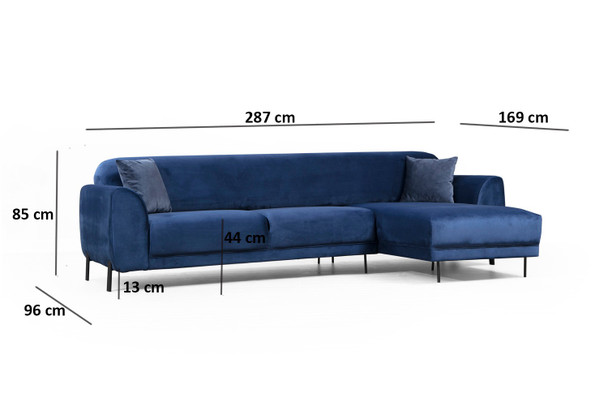 Ugaona sofa-krevet Desni ugao slike (L3-Chl) - tamnoplava