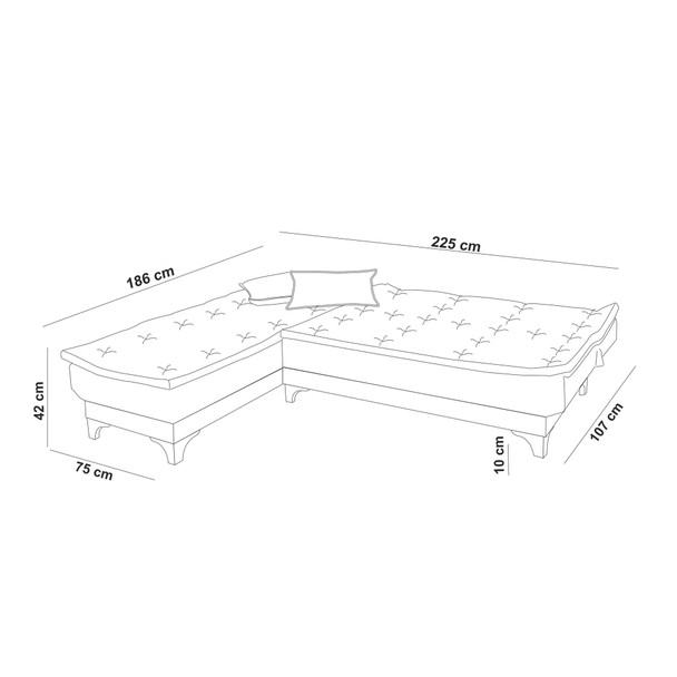 Ugaona sofa-krevet Kelebek Köşe lijevo - antracit