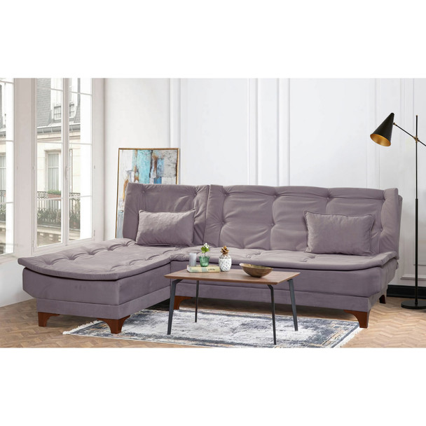 Ugaona sofa-krevet Kelebek Köşe Lijevo – Sivo