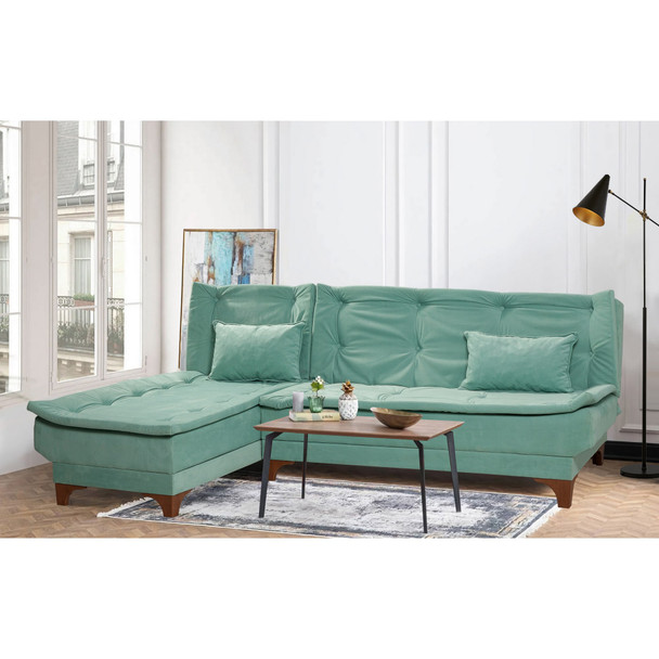 Ugaona sofa-krevet Kelebek Köşe lijevo - Sea Green