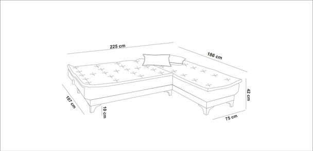 Ugaona sofa-krevet Kelebek Köşe Right-Sea Green