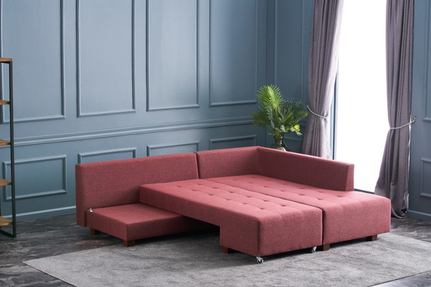 Ugaona sofa-krevet Manama kutni kauč na razvlačenje desno - Claret Red