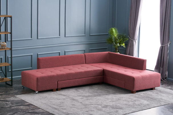 Ugaona sofa-krevet Manama kutni kauč na razvlačenje desno - Claret Red