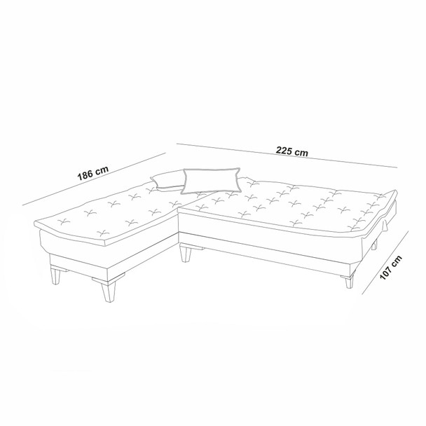 Ugaona sofa-krevet Santo lijevo - sivo
