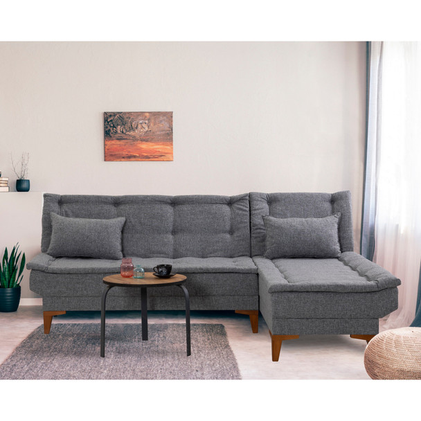 Ugaona sofa-krevet Santo-tamno siva