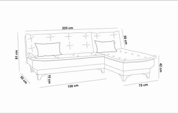 Ugaona sofa-krevet Santo-S-krema