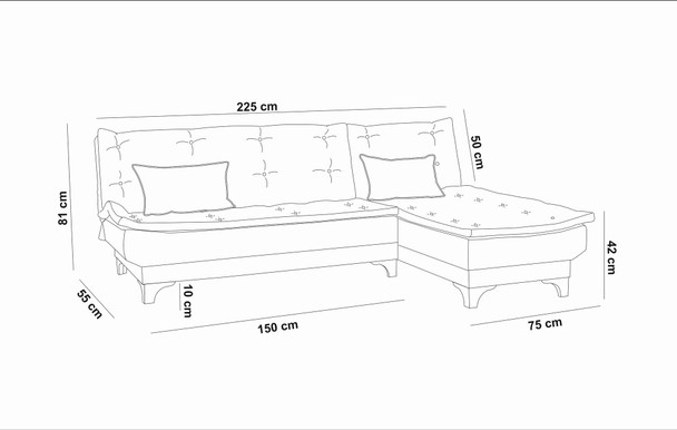 Ugaona sofa-krevet Santo-S-Grey