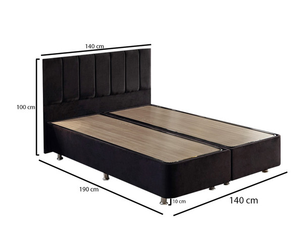 Baza za bračni krevet i uzglavlje Ela Double - crna (140 x 190)