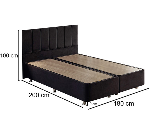 Baza za bračni krevet i uzglavlje Ela Double - crna (180 x 200)