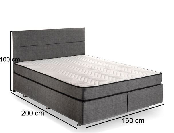 Baza za bračni krevet i uzglavlje Srebrna - Siva (160 x 200)
