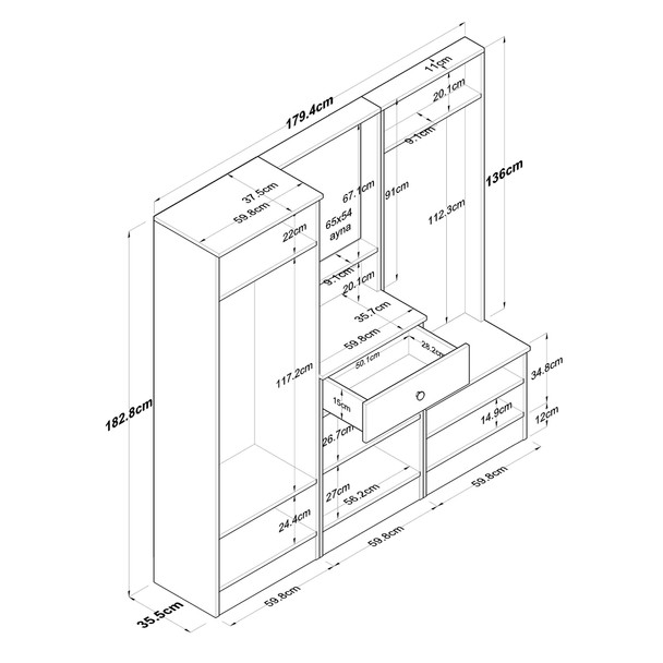 Ormar za hodnik P6 - M3 - 2490