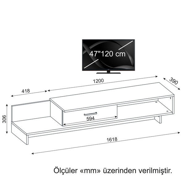 TV stalak Omot - bijeli, orah