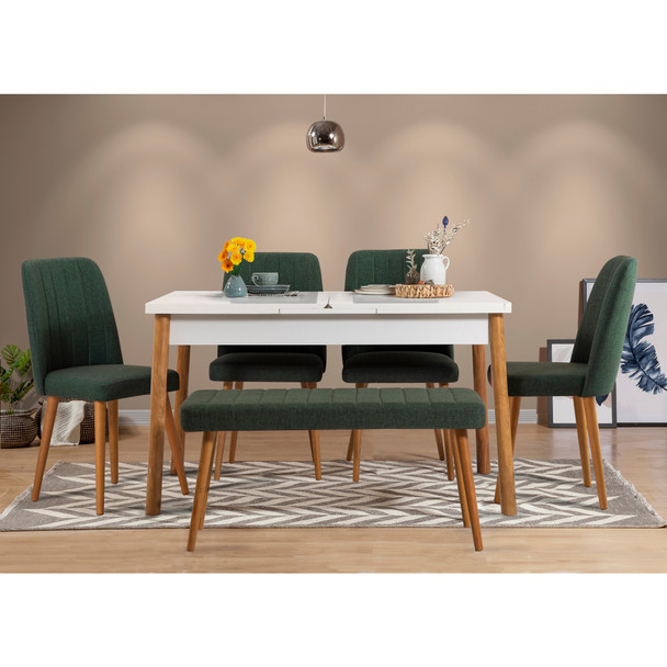 Produživi set stolova i stolica (6 komada) Santiago Atlantic-Bijelo zelena