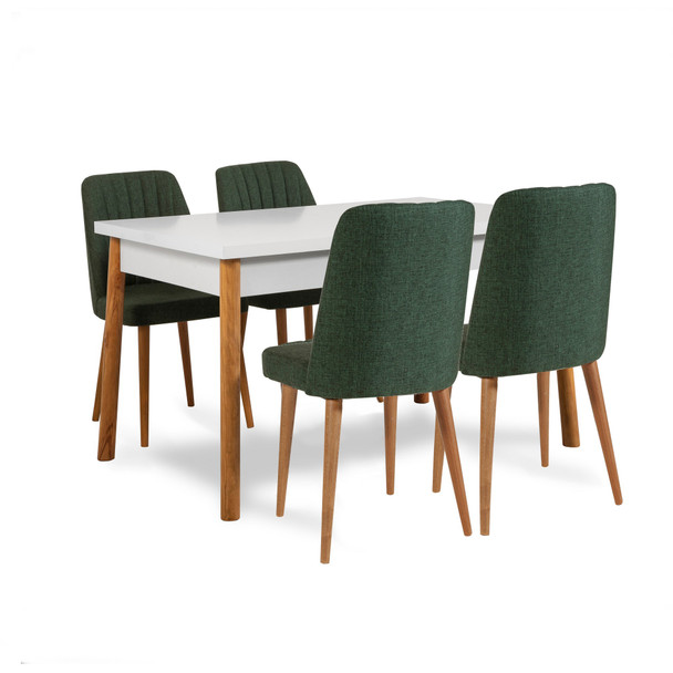 Produživi set stolova i stolica (6 komada) Santiago Atlantic-Bijelo zelena