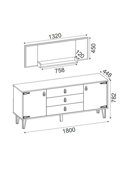 Komoda Costa Aynalı Console - Patik