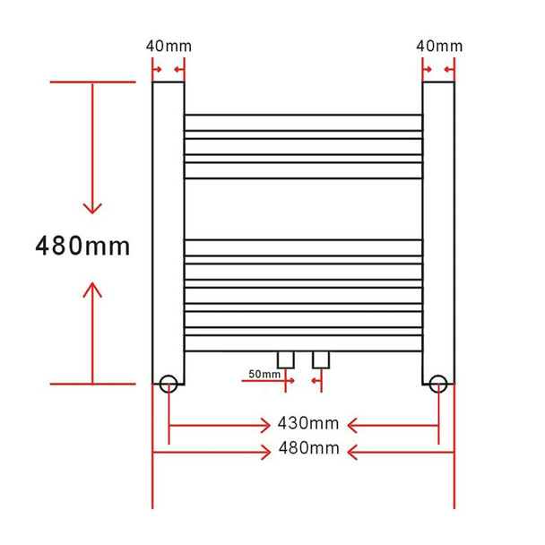 Kupaonski Radijator za Ručnike Centralno Grijanje Ravni 480 x 480 mm