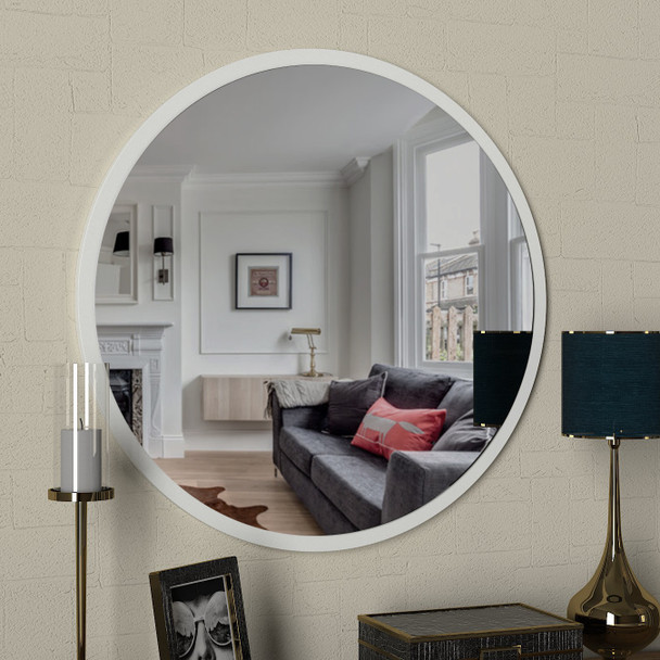 Ukrasno drveno ogledalo Glob – Bijela