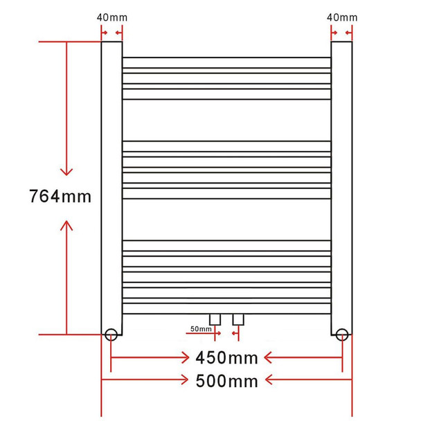 Kupaonski Radijator za Ručnike Centralno Grijanje Ravni 500 x 764 mm