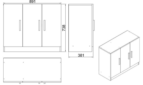 Višenamjenski kabinet Vario E - Barok, antracit