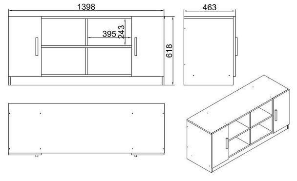 Višenamjenski kabinet Vario F - Hrast, crni