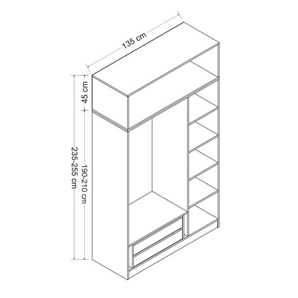 Ormar Minar 3 Kapak 2 Çekmece 235 - Antracit, Dore