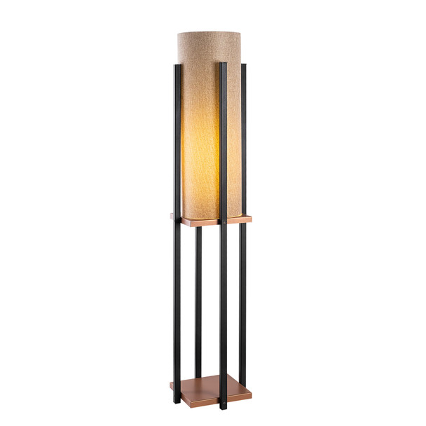 Podna lampa 7128 - Crna, bakrena