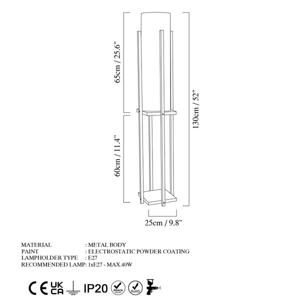 Podna lampa 7131 - Crna, crvena