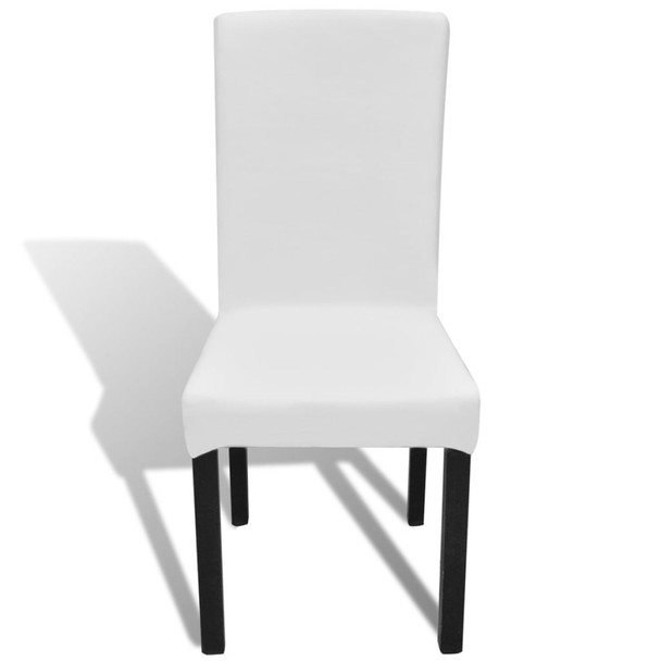 Ravne rastezljive navlake za stolice 6 kom bijele