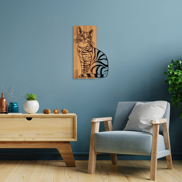 Ukrasni drveni zidni pribor Mačka 10