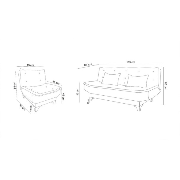 Sofa-krevet Garnitura Kelebek TKM1-1501