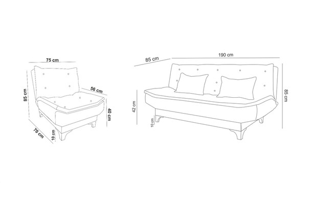 Sofa-krevet Garnitura Santo-S-Antracit -1053