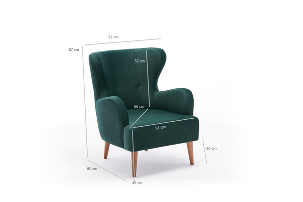 Wing Chair Karina - Petrol Green