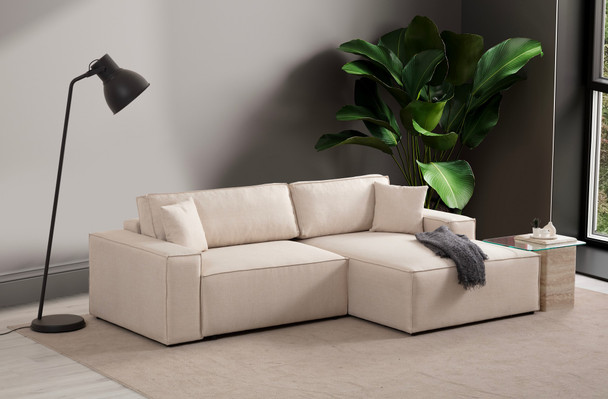 Kutna sofa-krevet Pırlo kut desno - Ecru   a.g