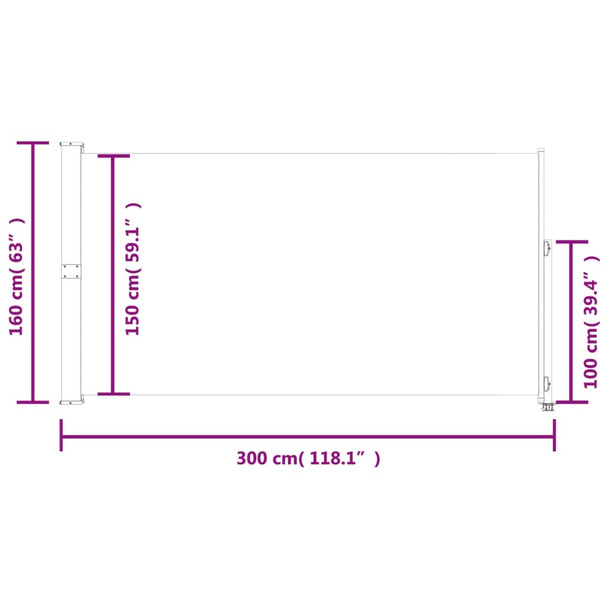 Uvlačiva bočna tenda za terasu 160 x 300 cm plava