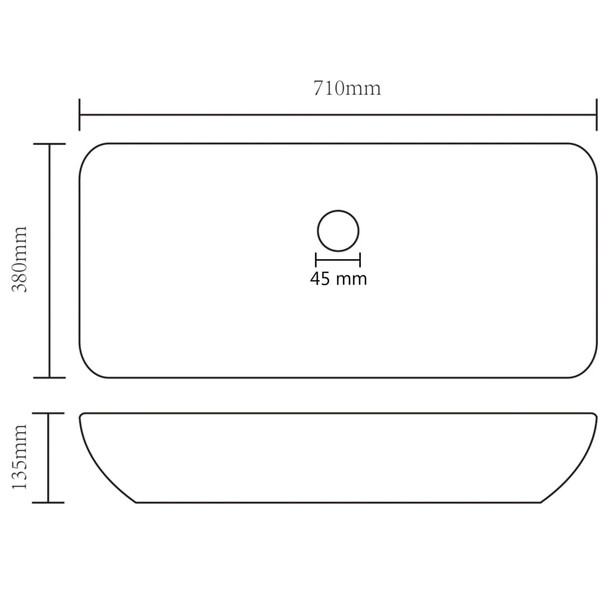 Luksuzni pravokutni umivaonik mat tamnoplavi 71x38 cm keramički