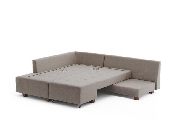 Ugaona sofa-krevet Manama kutni kauč na razvlačenje lijevo - krem