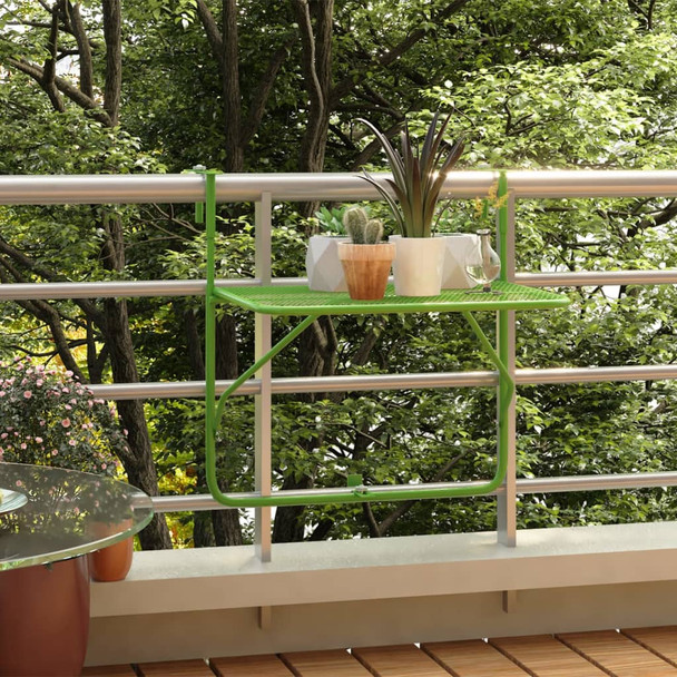 Balkonski stol zeleni 60 x 40 cm čelični 340918