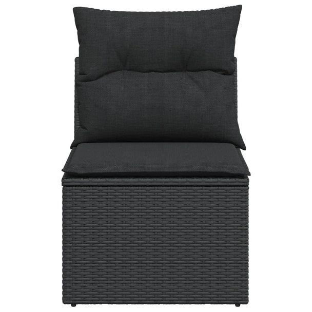 Vrtna sofa bez naslona za ruke s jastucima crna od poliratana 365984